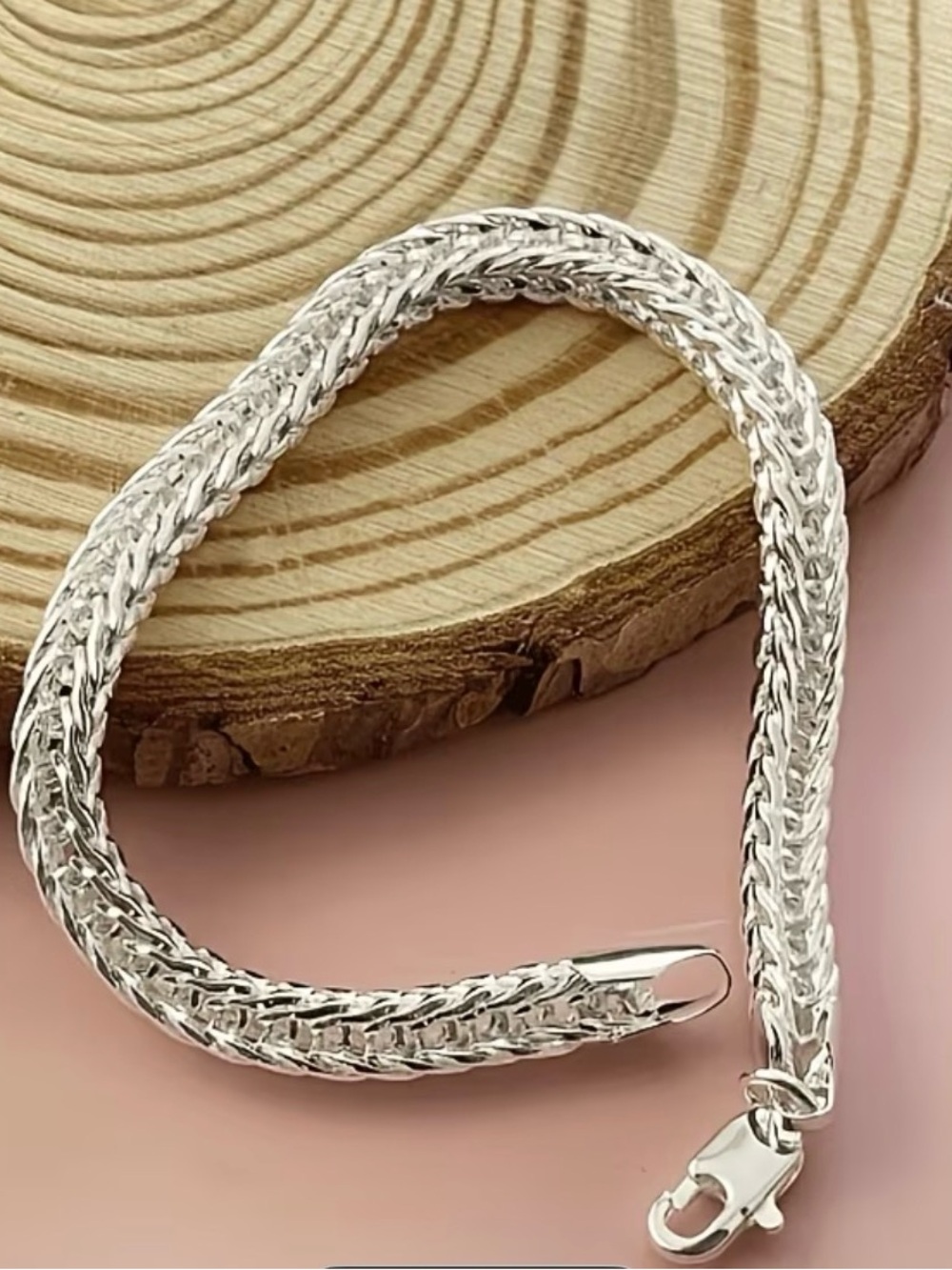 925 Silver Plated Braided Rope Bracelet for unisex- Silver